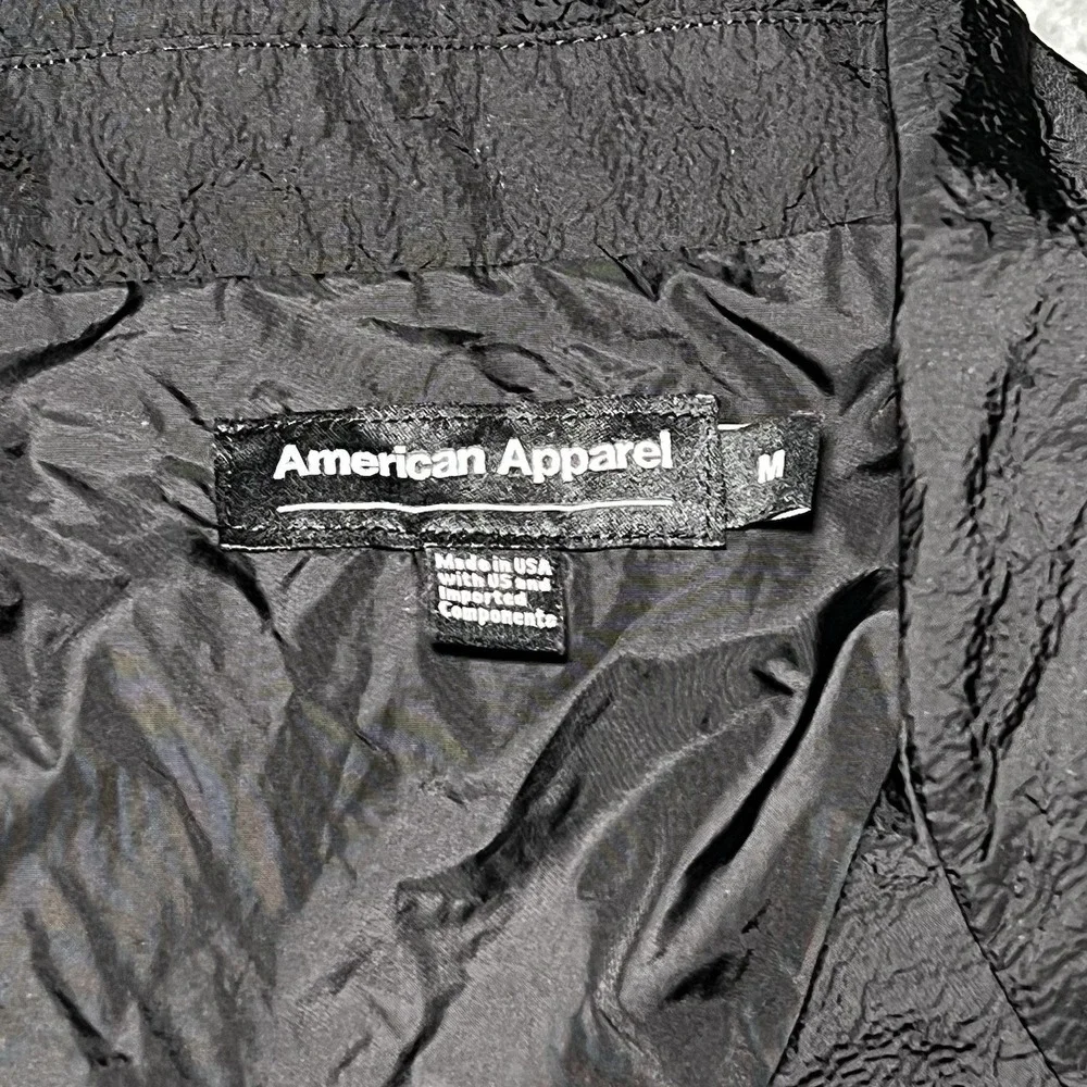 American Apparel Windbreaker Women Size Medium Black Button Up Vintage USA